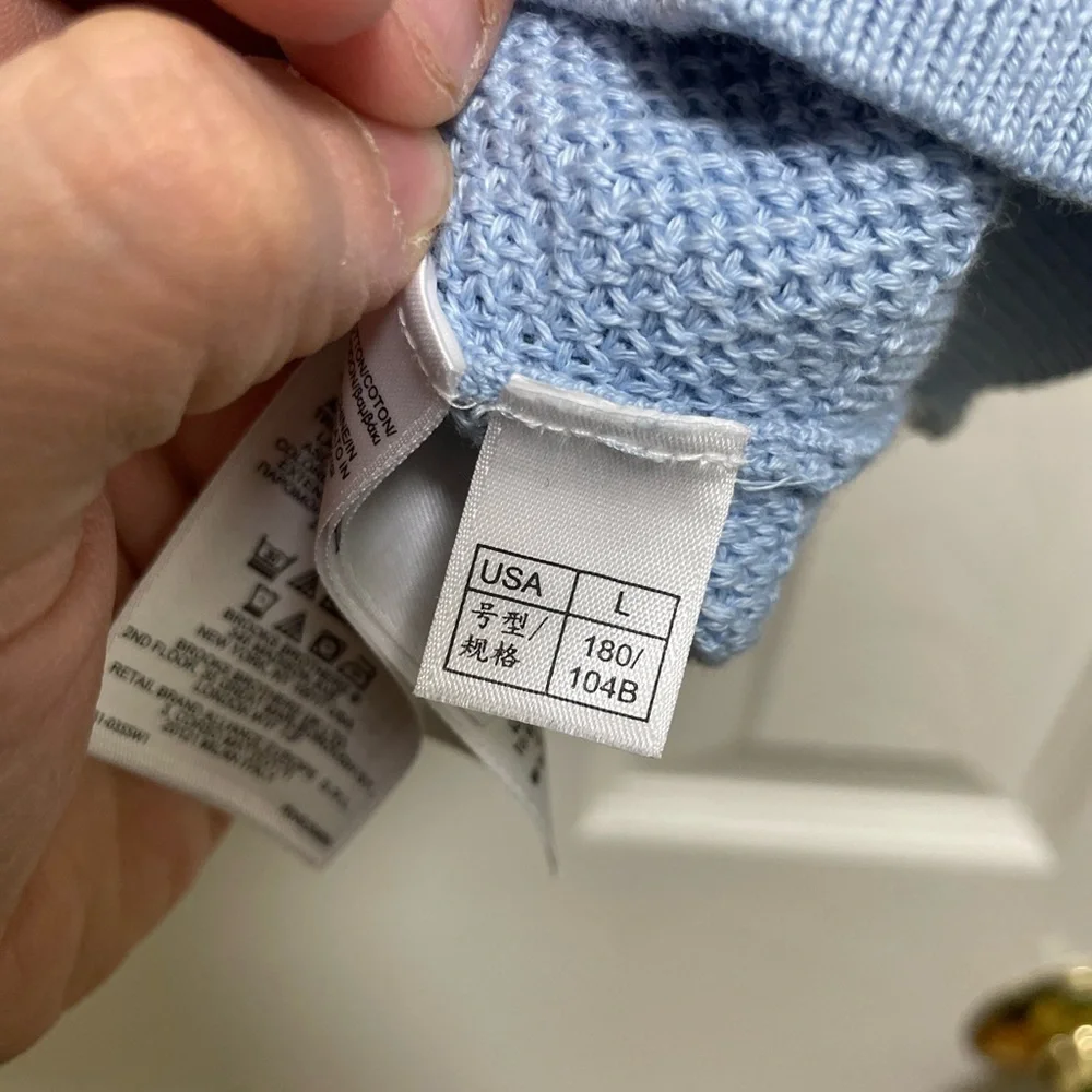 BROOKS BROTHERS Men's Supima Cotton Sweater Vest V-Neck Layering baby blue L